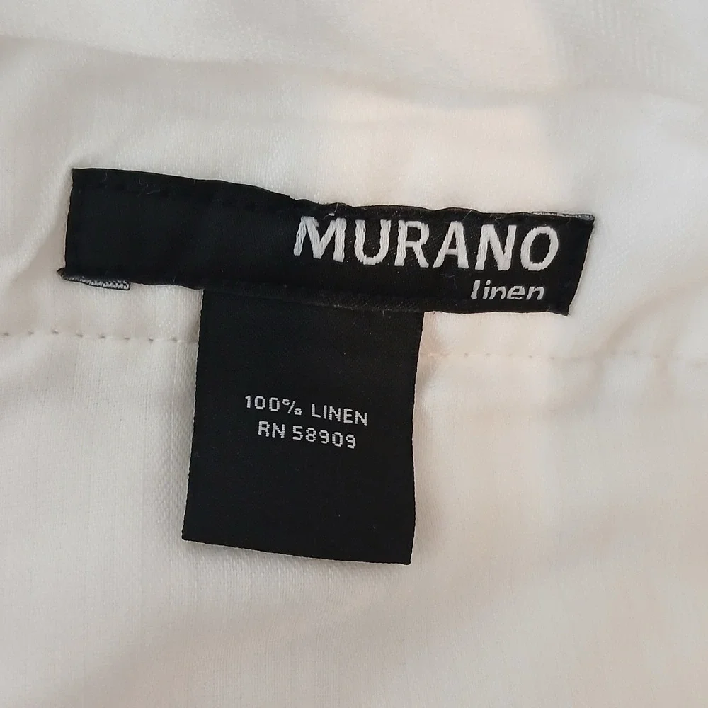 Murano Pants Mens 32x34 White 100% Linen Pleated Straight Leg Resort Summer